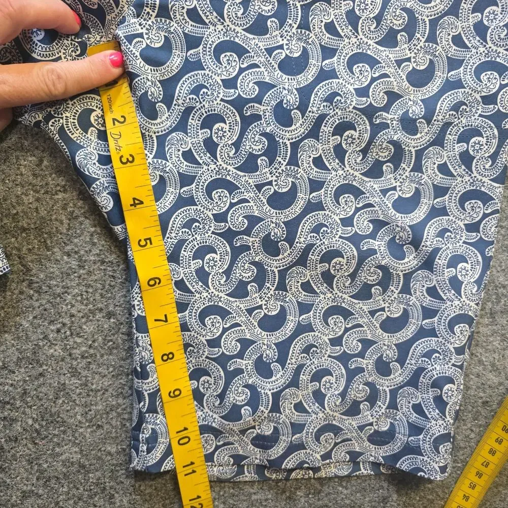 Peter Millar Shorts Womens Size 4 Blue White Paisley 11 Inch Golf Bermuda Casual